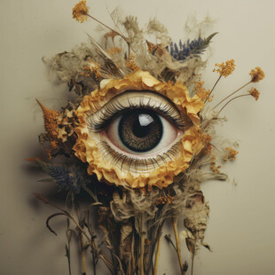 神秘金框装饰的奇幻之眼