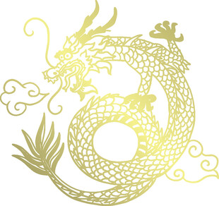 金色传统龙纹图案设计