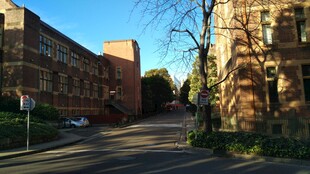 古老街道旁的红砖建筑