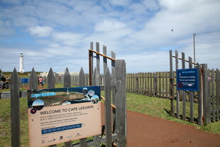 户外围栏旁的信息展示牌