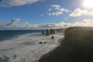 海岸风光 海浪拍击岩石