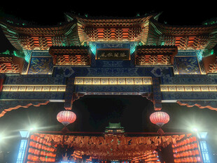 滕王阁古建夜景璀璨中式楼阁