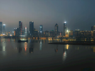 赣江滕王阁城市夜景河畔灯光倒影