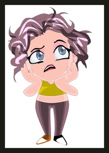 卷发女孩面露惊讶神情