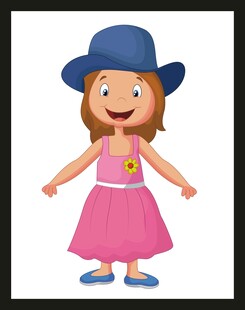 戴蓝帽穿粉裙的可爱女孩