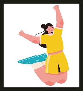 跳跃欢呼的活力女孩