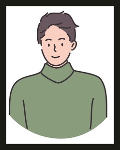 穿绿高领毛衣的男子