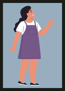 穿紫色连衣裙的快乐女孩