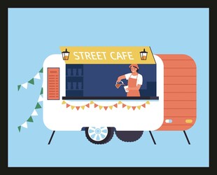 复古风移动餐车准备营业