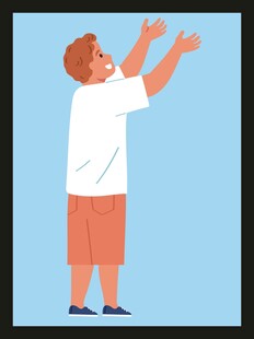 男孩向上伸展手臂