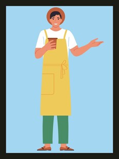 围裙女性手持物品展示