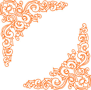 橙色花纹装饰边角图案