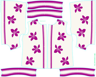 紫色花卉图案针织服装设计图