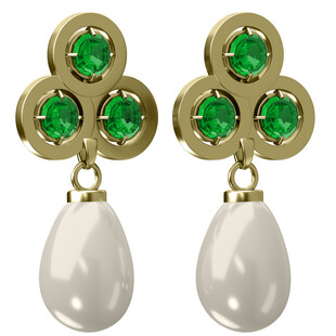 绿宝石珍珠金质耳环