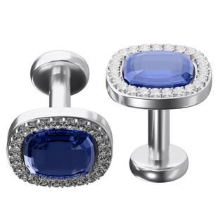 奢华蓝宝石钻石袖扣