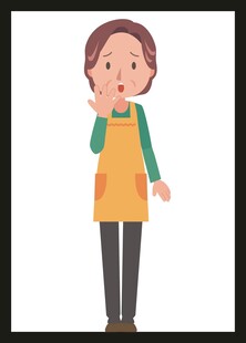 围裙女士手掩嘴似惊讶