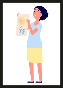 女士手持画作展示