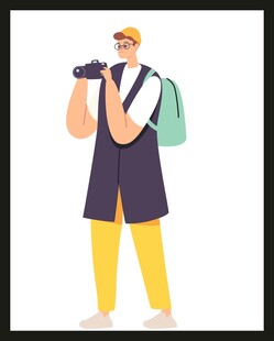 背着相机的时尚旅行者
