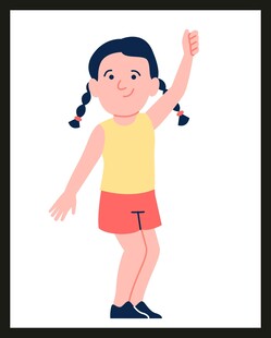 扎辫女孩举手示意