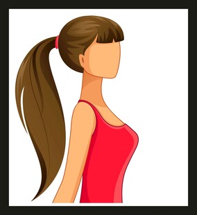 扎马尾穿红衣的女性背影