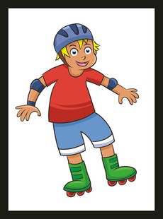 男孩快乐滑旱冰