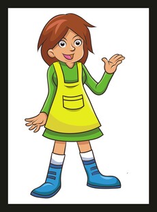 穿围裙的可爱小女孩