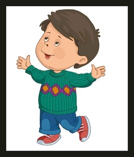 快乐奔跑的小男孩