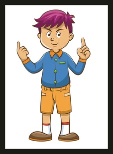 开心男孩比耶示意