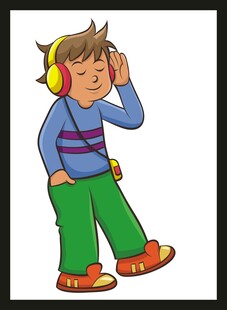 戴耳机的快乐男孩