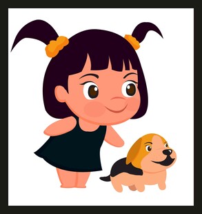 小女孩与小狗的温馨画面