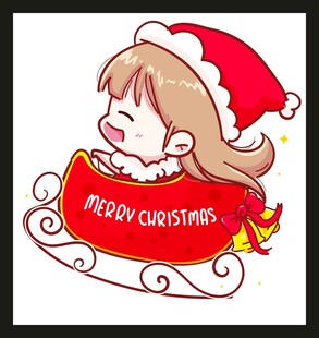 圣诞女孩坐雪橇