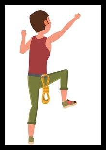 攀岩者奋力攀登瞬间