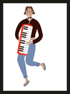 欢快弹奏键盘的活力青年