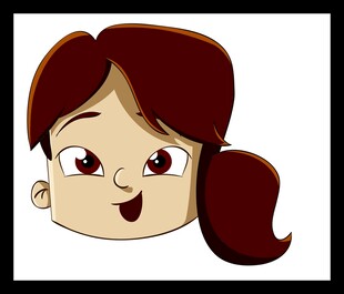 扎马尾的可爱卡通女孩