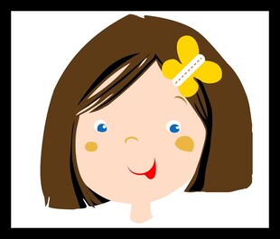 戴蝴蝶结的卡通女孩头像