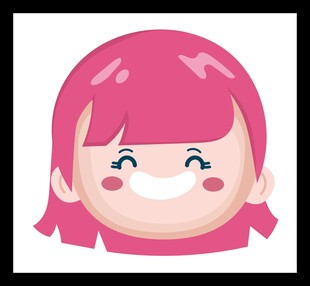 可爱粉色头发卡通女孩头像
