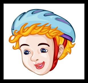 戴头盔的金发卡通男孩