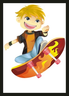 男孩炫酷玩滑板