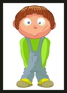 穿背带裤的可爱小男孩