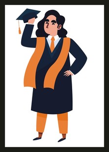 毕业女生抛学士帽庆祝