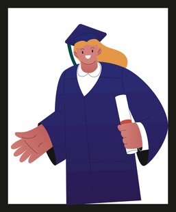 毕业女生手持文凭展笑颜