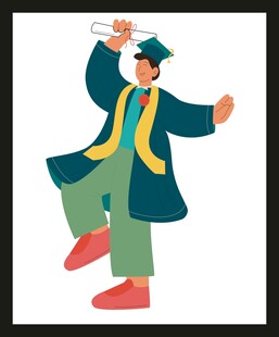 毕业生欢乐庆祝毕业时刻