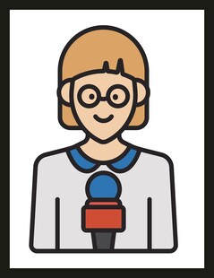 女记者手持话筒进行采访