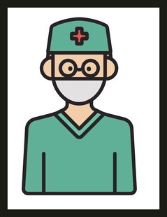 卡通形象的医护人员