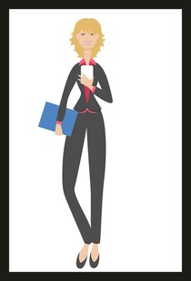 职业女性手持文件与平板