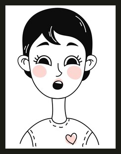 可爱短发女孩卡通形象