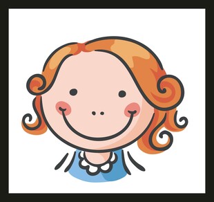 微笑卷发女孩插画