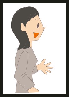 微笑女性伸手示意