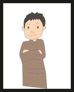 穿长袍抱臂站立的男孩