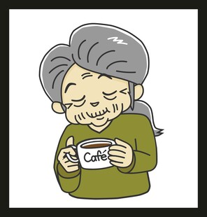 喝咖啡的老奶奶